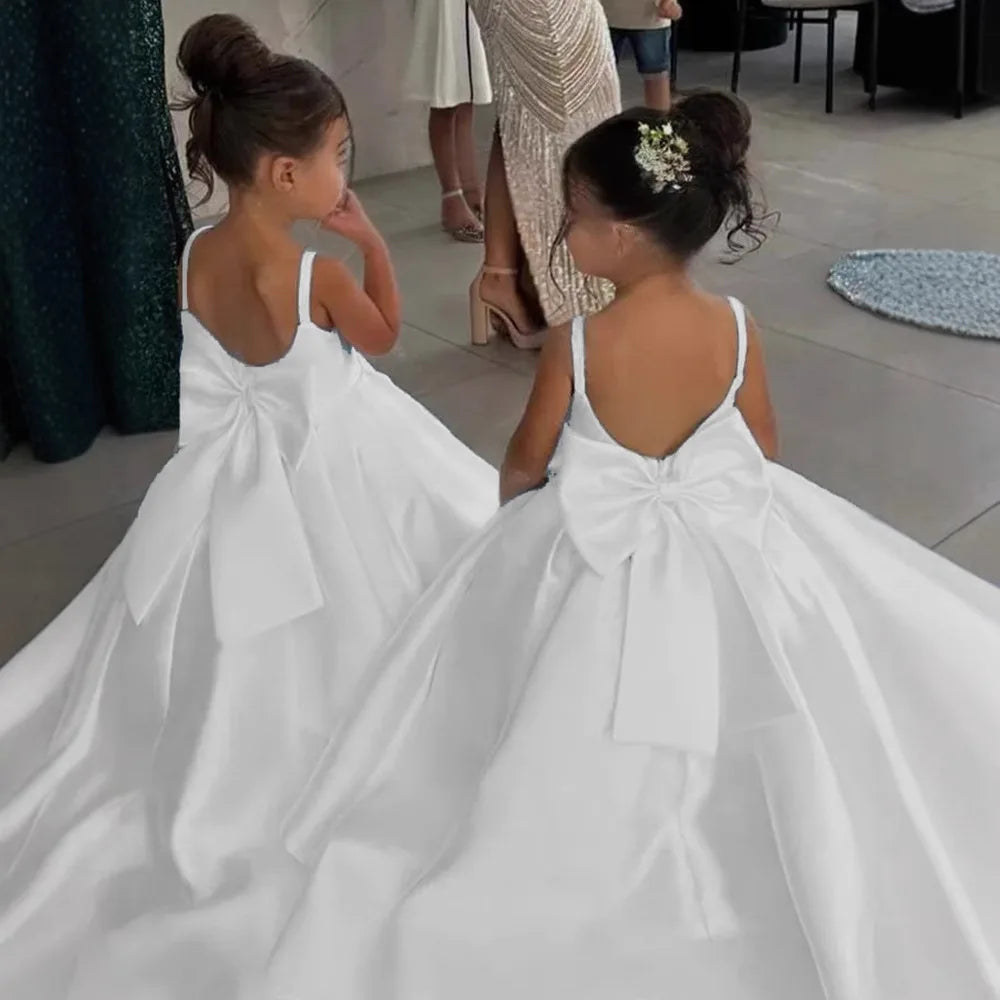Flower Girl Dress for Wedding Kids Long Train Princess Gown Toddler First Communion Dress Girls Catwalk Show Vestidos