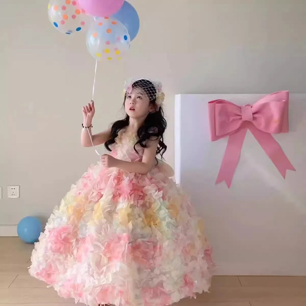 Flower Girl Dress for Wedding Kids Birthday Party Gown Luxury Princess Tulle Dresses Toddler Girls Host Performance Vestidos