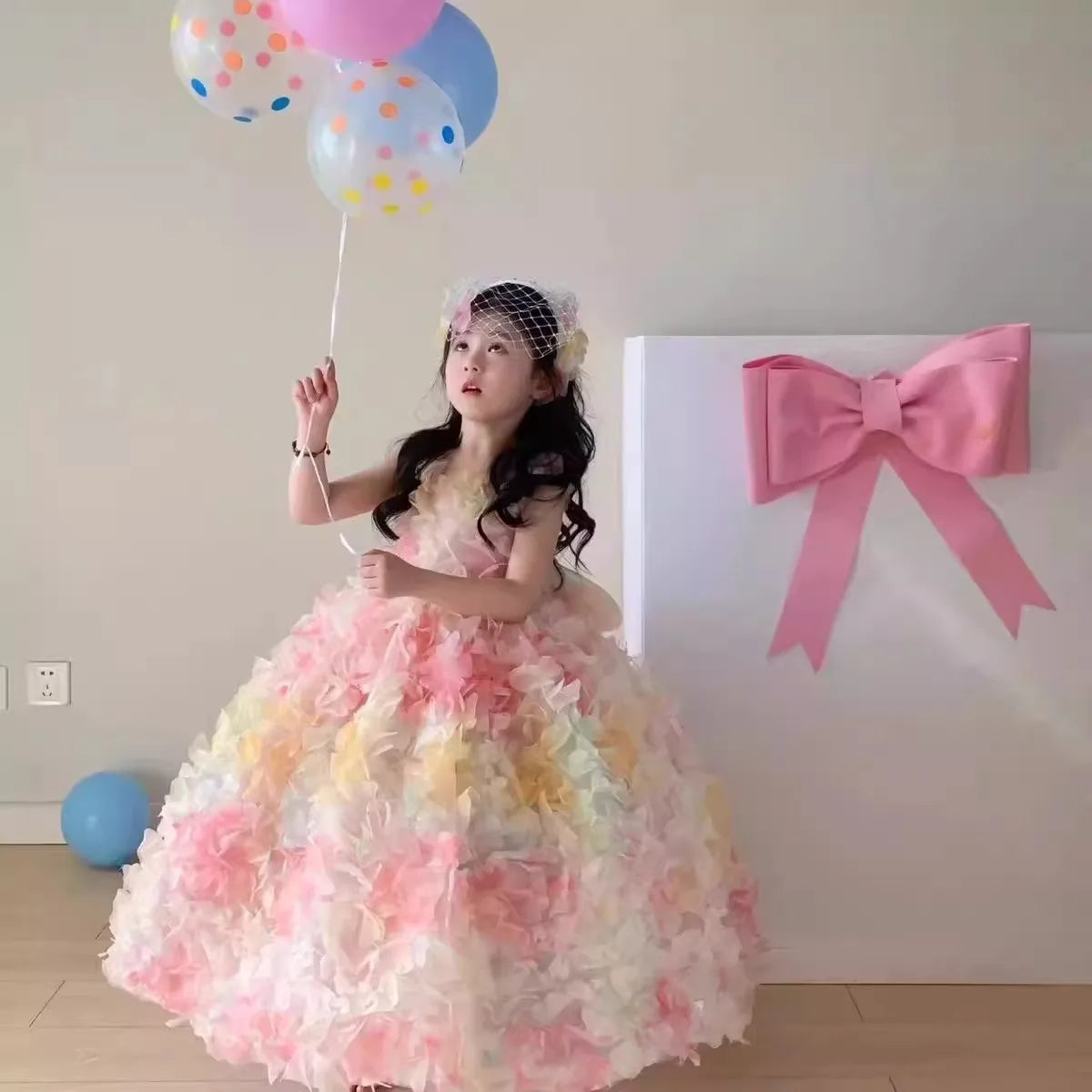 Flower Girl Dress for Wedding Kids Birthday Party Gown Luxury Princess Tulle Dresses Toddler Girls Host Performance Vestidos