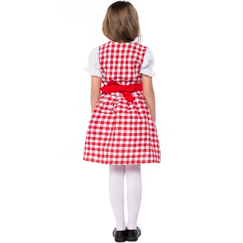 Girls German Oktoberfest Costume Kids Bavarian Dirndl Dress Children Beer Garden Maid Outfit Halloween Carnival Cosplay Party