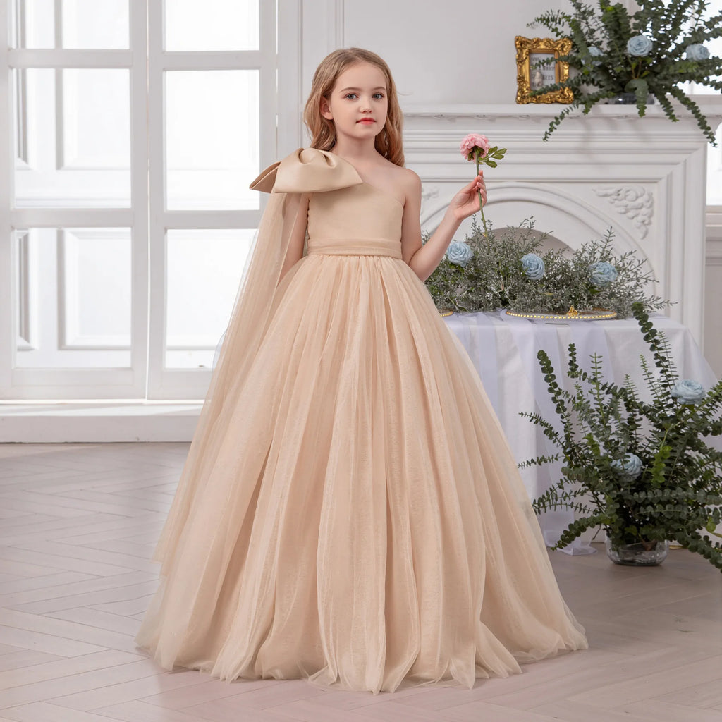 Flower Girl Dress for Wedding Kids Long Evening Gown Luxury Princess Tulle Dresses Big Girls Birthday Party Performance Vestidos
