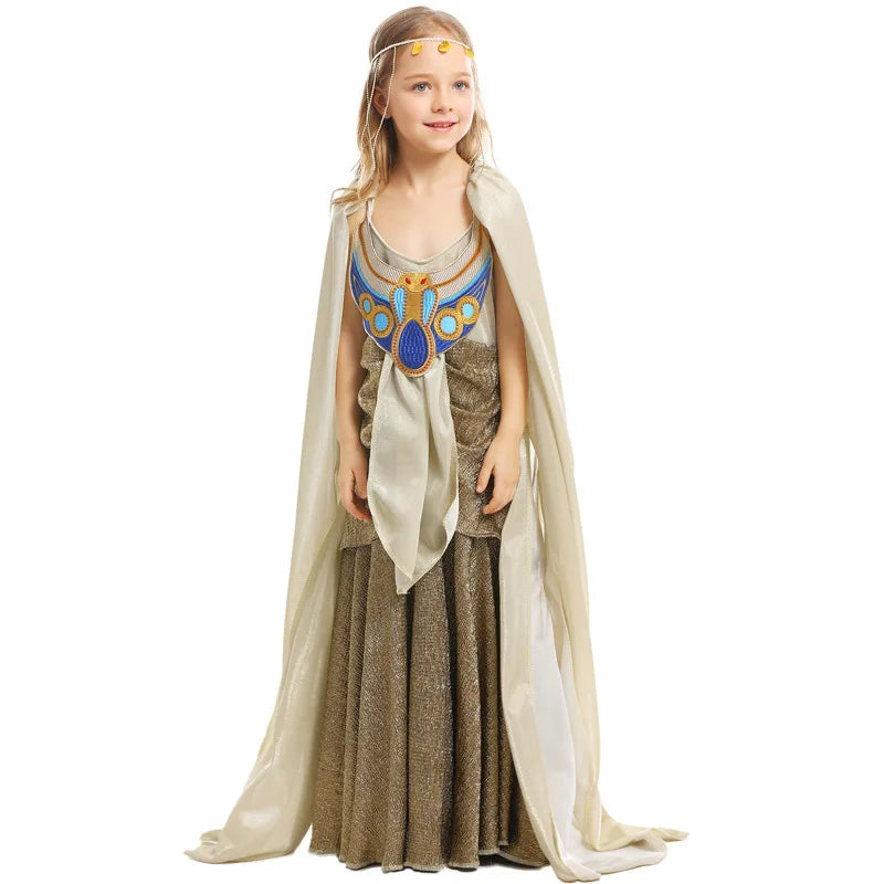 Ancient Egypt Girls Costume Kids Egyptian Princess Pharaoh Dress Children Mythology Cosplay Outfits Halloween Stage Performance