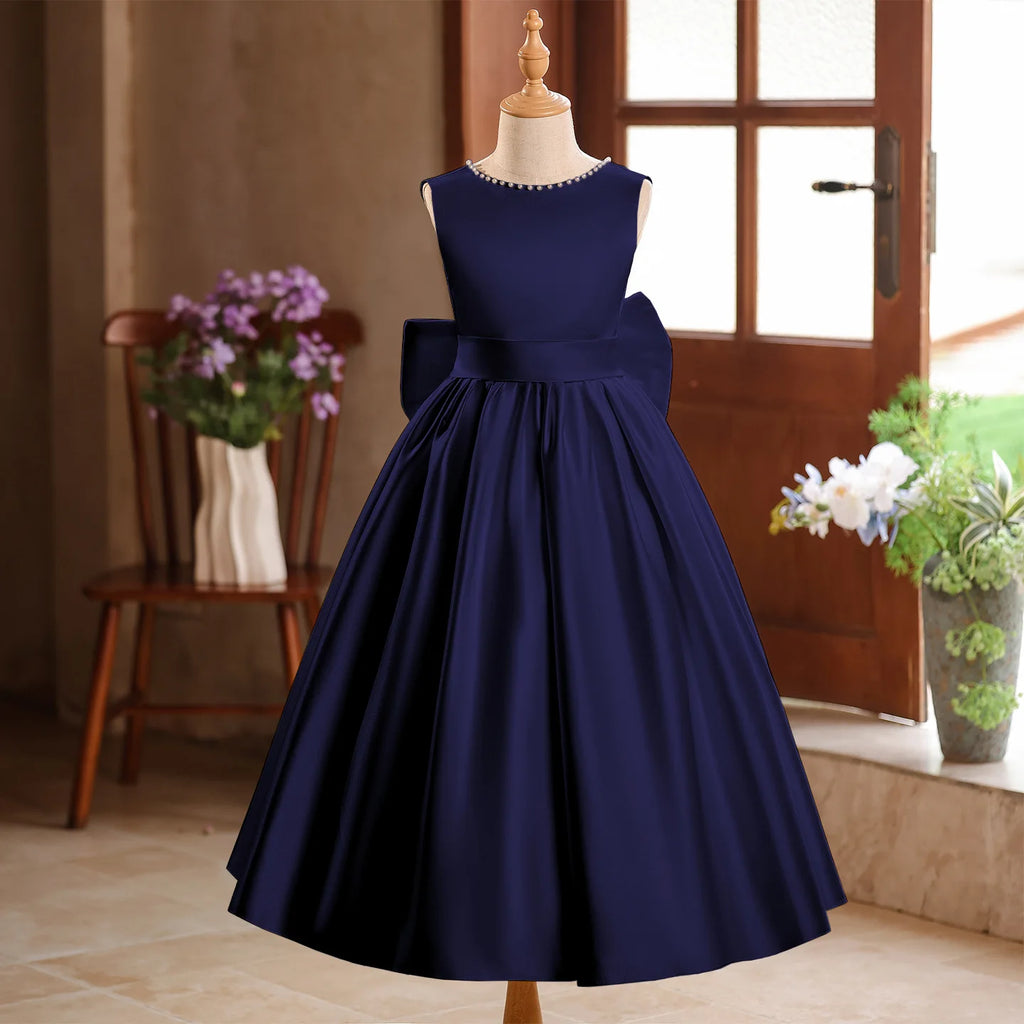 Luxury Champagne Girls Princess Dress Elegant Mesh Tulle Gown Big Kids Formal Party Event Dress Child Host Performance Outfits