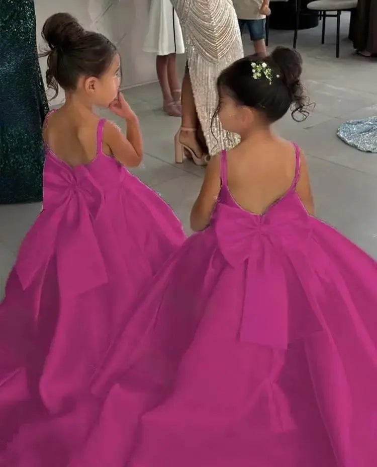 Flower Girl Dress for Wedding Kids Long Train Princess Gown Toddler First Communion Dress Girls Catwalk Show Vestidos
