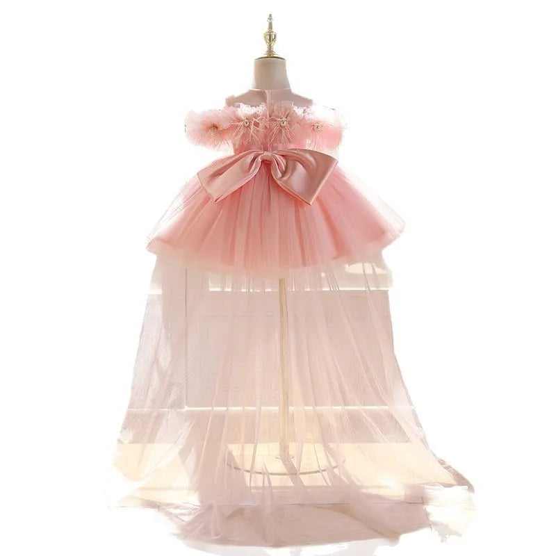 Girls Princess Dress Sweet Puffy Tulle Gown Kids Luxury Formal Party Event Dress Children Piano Performance Show Vestidos
