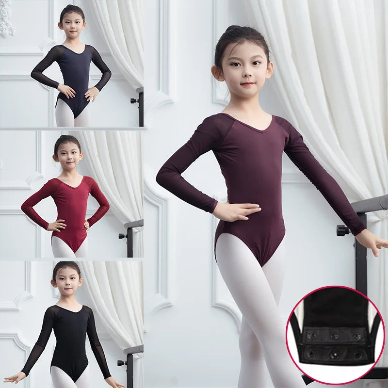 Professional Ballet Dance Dress for Girls Kids Mesh Splice Dancewear Gymnastics Leotard Children Stage Performance Wear
