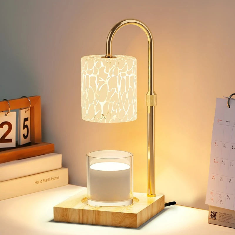 Flameless Candle Warmer Lamp - Adjustable Dimmable Night Light & Aroma Diffuser Eye-Caring Bedside Table Lamp