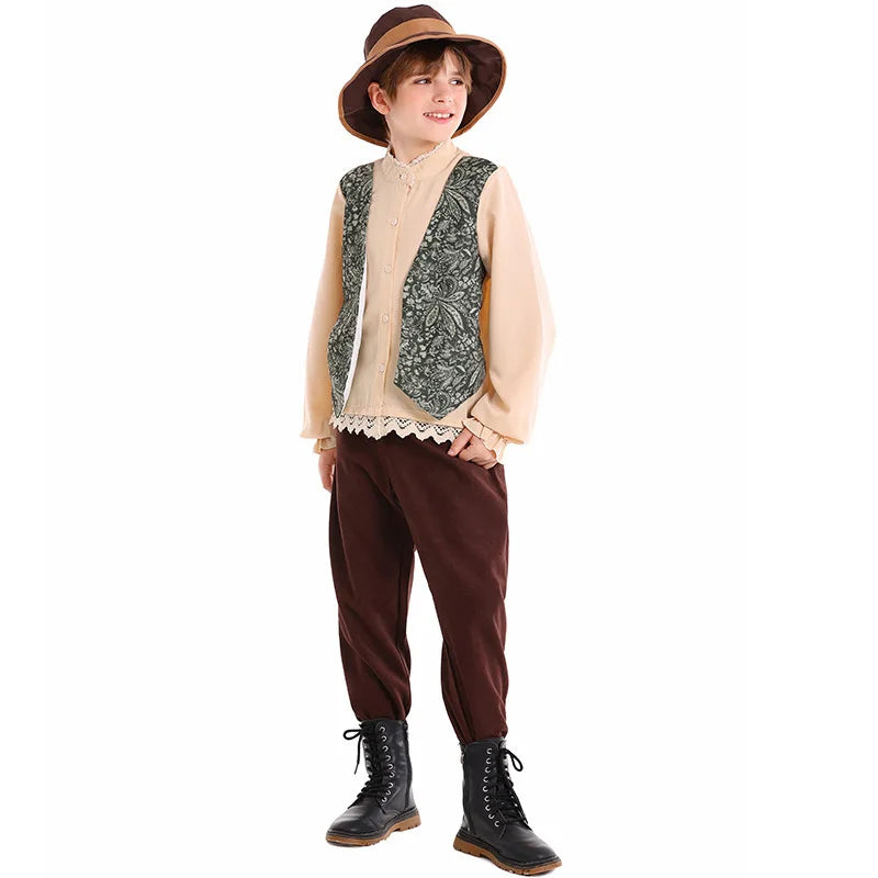 Traditional Bavarian Costume for Boys Kids German Folk Performance Clothing Children Stage Play Outfits Halloween Carnival Wear