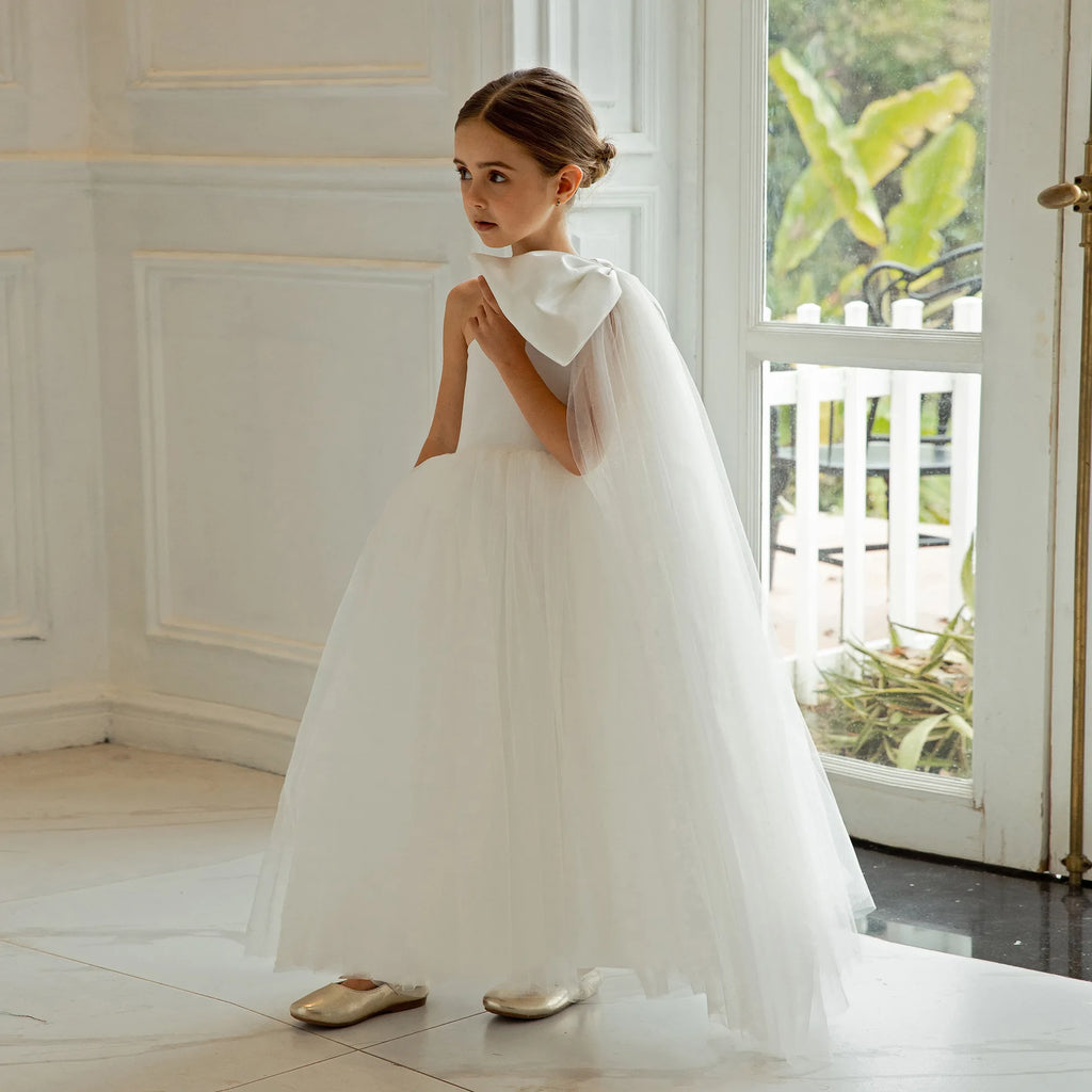 Flower Girl Dress for Wedding Kids Long Evening Gown Luxury Princess Tulle Dresses Big Girls Birthday Party Performance Vestidos
