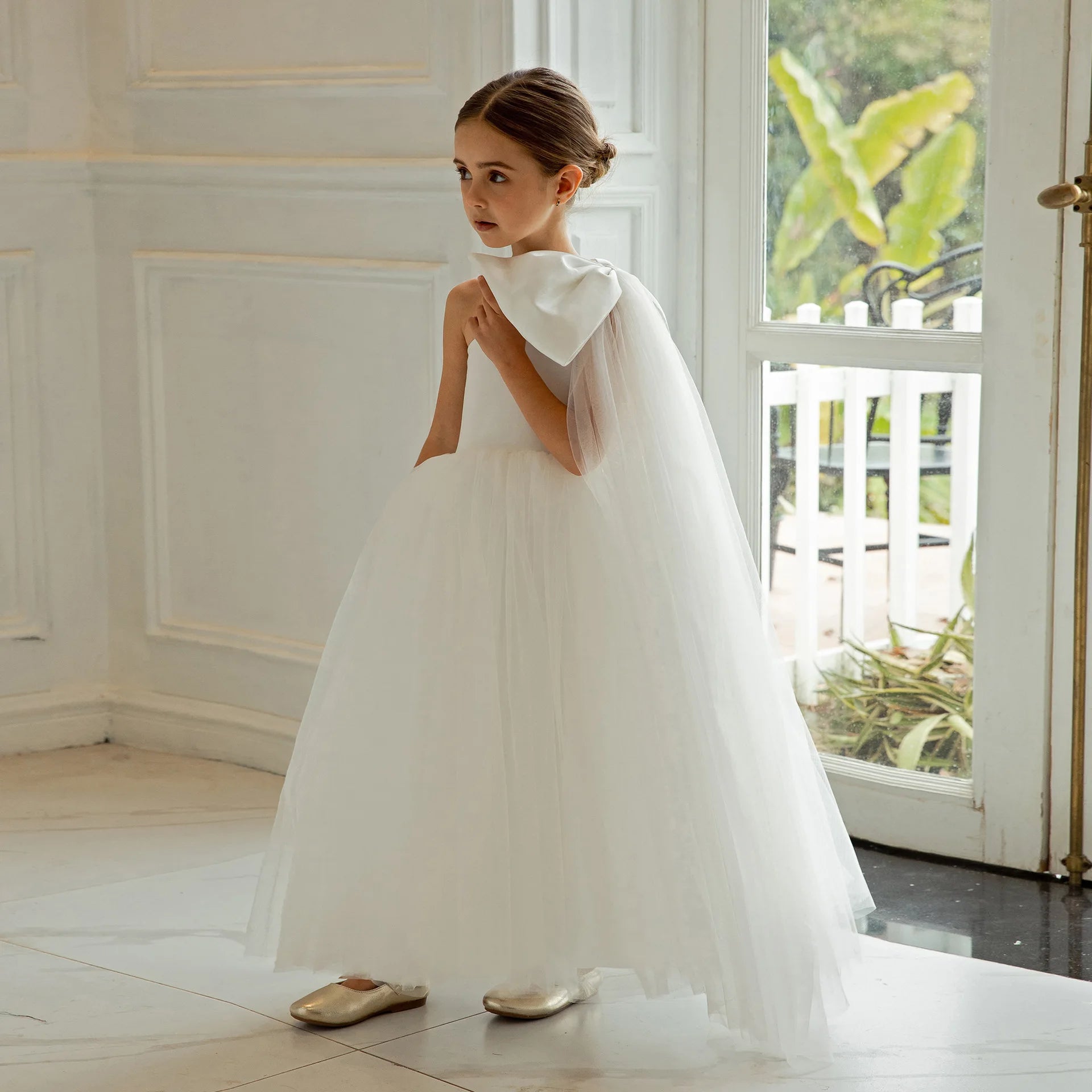 Flower Girl Dress for Wedding Kids Long Evening Gown Luxury Princess Tulle Dresses Big Girls Birthday Party Performance Vestidos