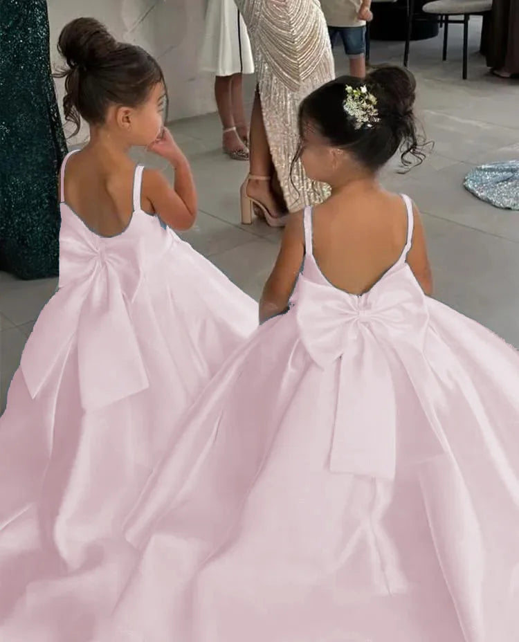 Flower Girl Dress for Wedding Kids Long Train Princess Gown Toddler First Communion Dress Girls Catwalk Show Vestidos