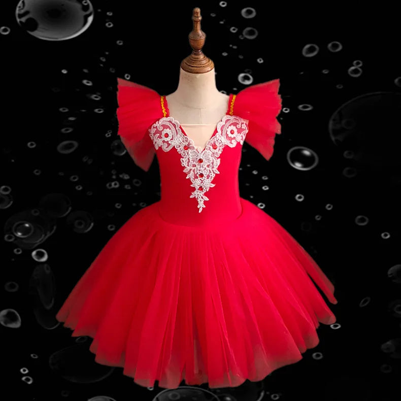 School Stage Performance Girls Ballet Dress Kids Professional Tutu Skirt Children Gymnastics Leotard Team Dance Wear Outfits
