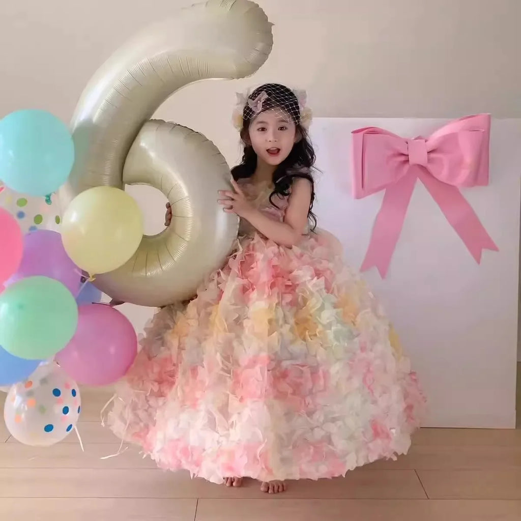 Flower Girl Dress for Wedding Kids Birthday Party Gown Luxury Princess Tulle Dresses Toddler Girls Host Performance Vestidos