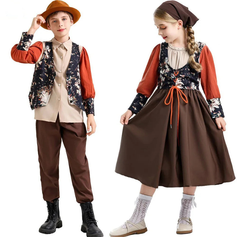 Kids German Oktoberfest Costume kids Bavarian Beer Festival Outfits Children Medieval Retro Stage Performance Halloween Wear