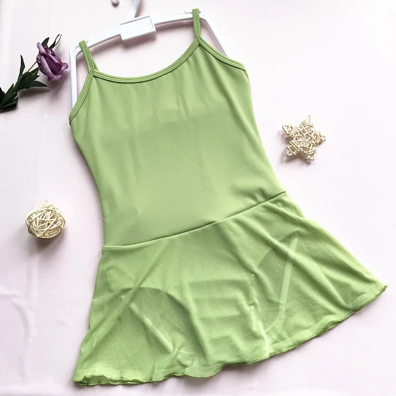 Kids Professional Gymnastics Leotard Girls Ballet Dance BodySuit Children Solid Color Exercise Wear Student Performance Outfits
