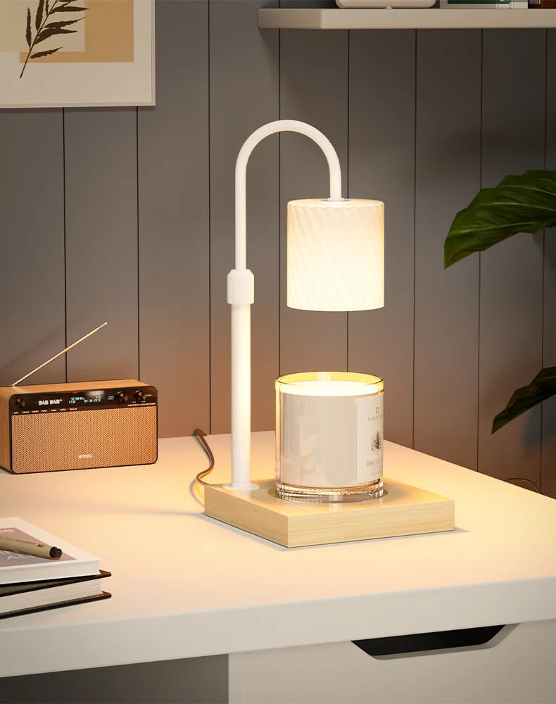 Flameless Candle Warmer Lamp - Adjustable Dimmable Night Light & Aroma Diffuser Eye-Caring Bedside Table Lamp