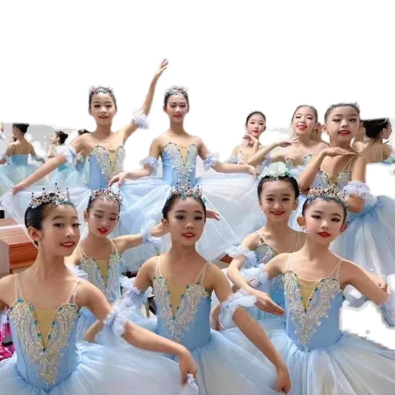 Professional Kids Ballet Dance Dress Girls Soft Mesh Tutu Skirt Children Gymnastics Exercise Leotard Stage Performance Clothing