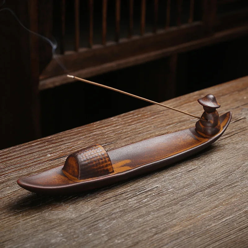 Zen Ceramic Incense Art Piece - Multi-Use Backflow Incense Holder & Fragrance Diffuser for Home Meditation