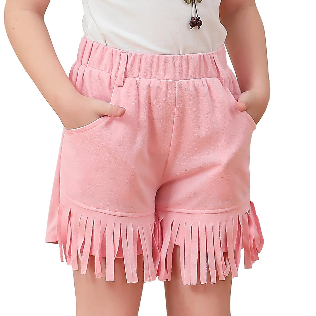 Western Cowgirl Tassel Shorts for Girls Kids Suede Fringed Pants Children Retro Hippie Style Outfits Halloween Carnival Wear