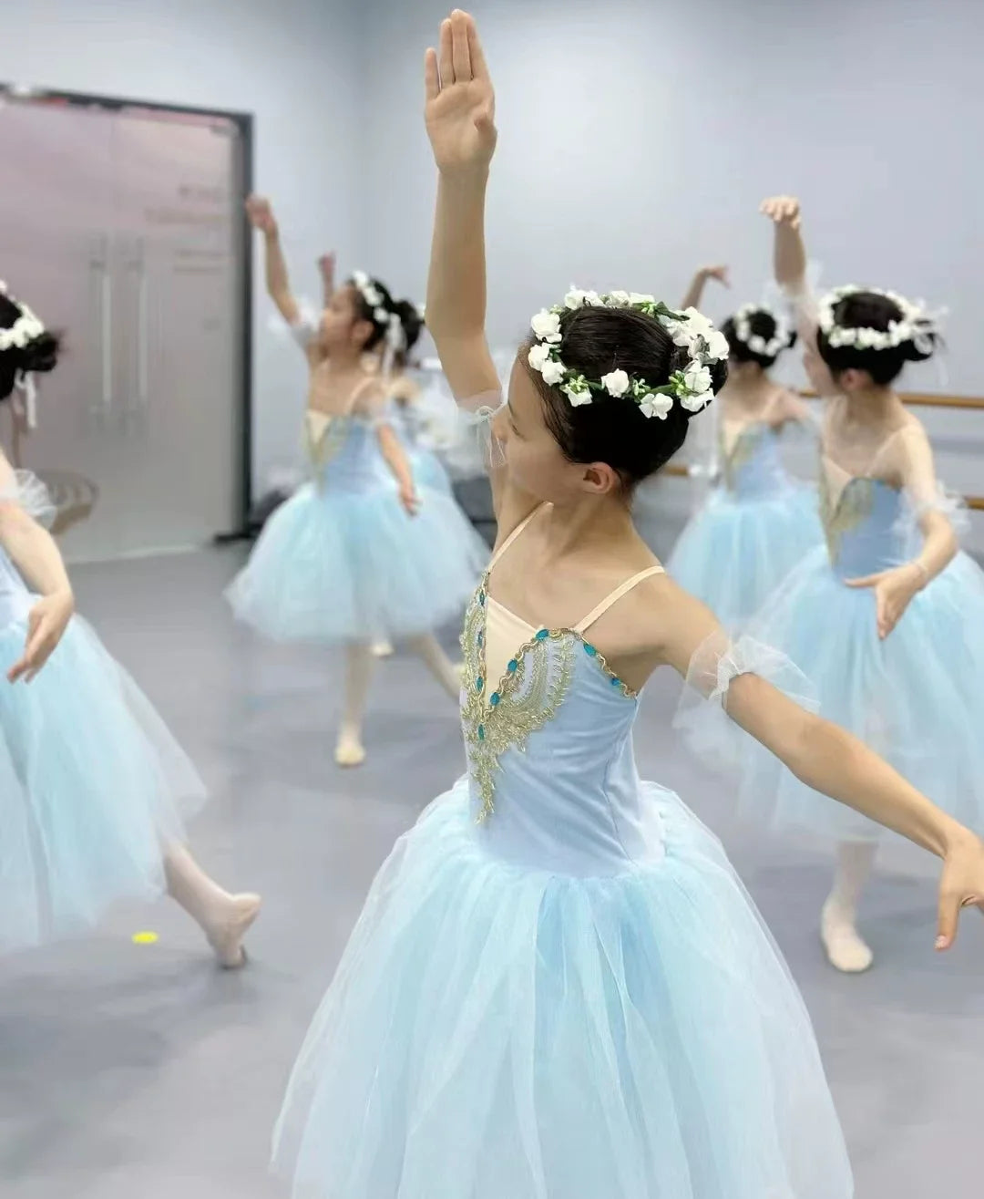 Professional Kids Ballet Dance Dress Girls Soft Mesh Tutu Skirt Children Gymnastics Exercise Leotard Stage Performance Clothing