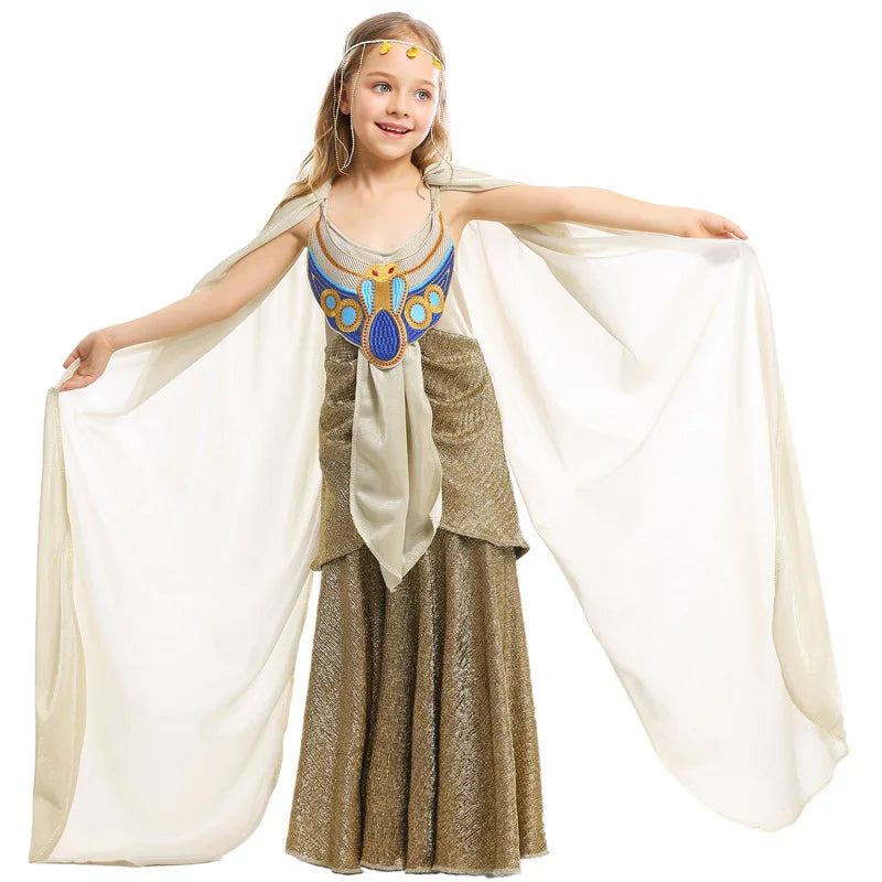 Ancient Egypt Girls Costume Kids Egyptian Princess Pharaoh Dress Children Mythology Cosplay Outfits Halloween Stage Performance