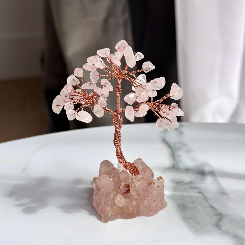 Crystal Tree Decor: Amethyst, Citrine, Rose Quartz Gemstone Sculpture