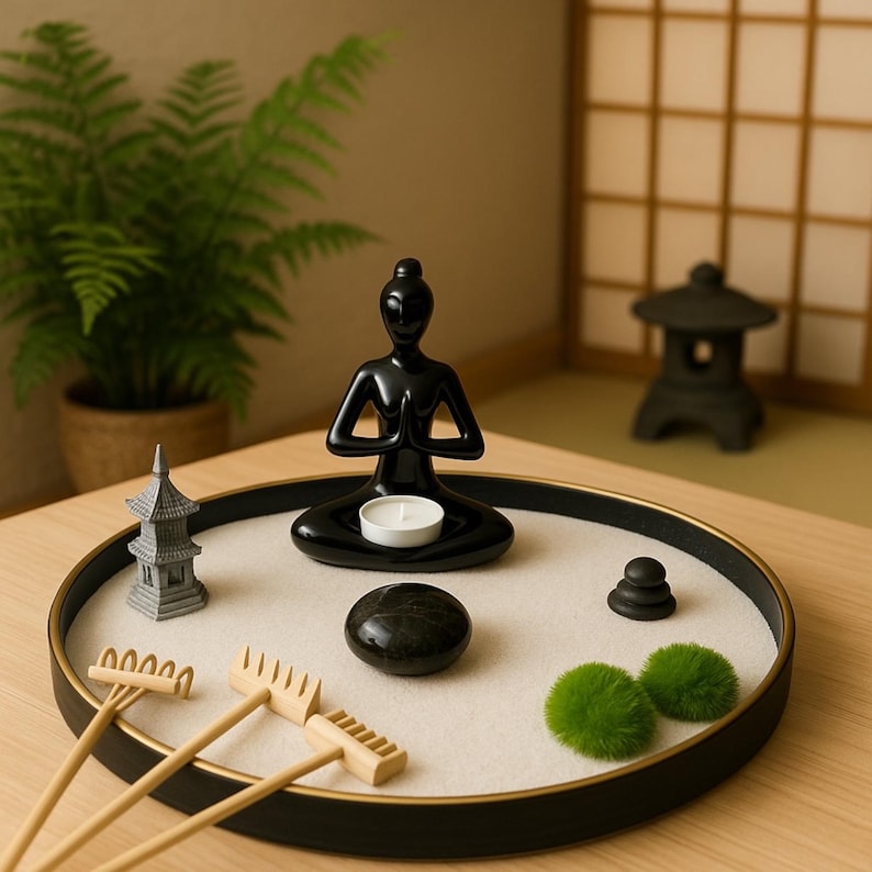 Zen Gift Set for Desk Office Decor Buddha gift stress relief Relaxation Gift Stone Zen Garden Kit for Home Meditation mindfulness gift