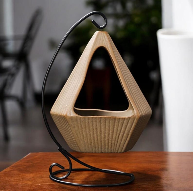 Hanging Ceramic Palo Santo Burner: Wood-Effect Incense Holder