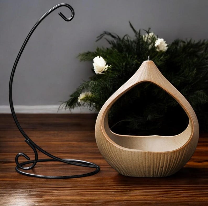 Hanging Ceramic Palo Santo Burner: Wood-Effect Incense Holder