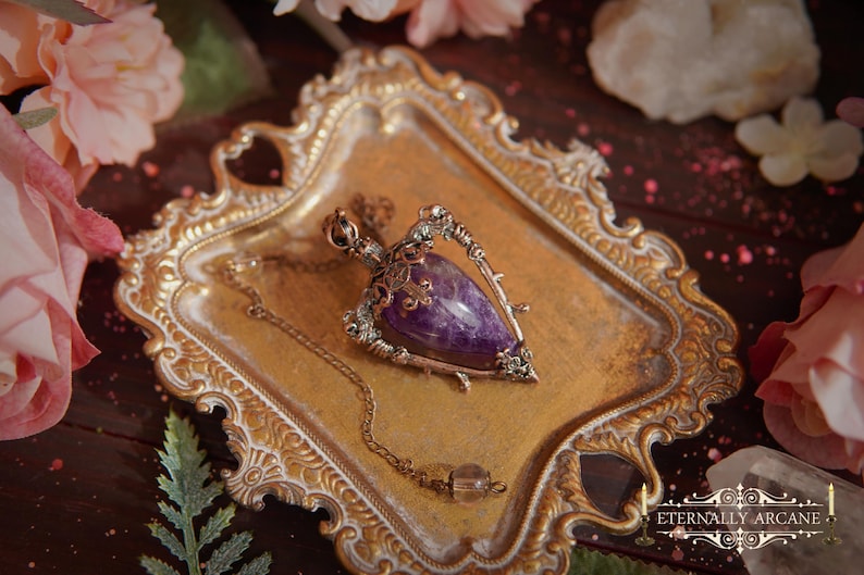 Hecate Goddess of Witchcraft Amethyst Pendulum ~ Divination Magick, Crystal Magick, Witchcraft, Scrying, Witch Goddess