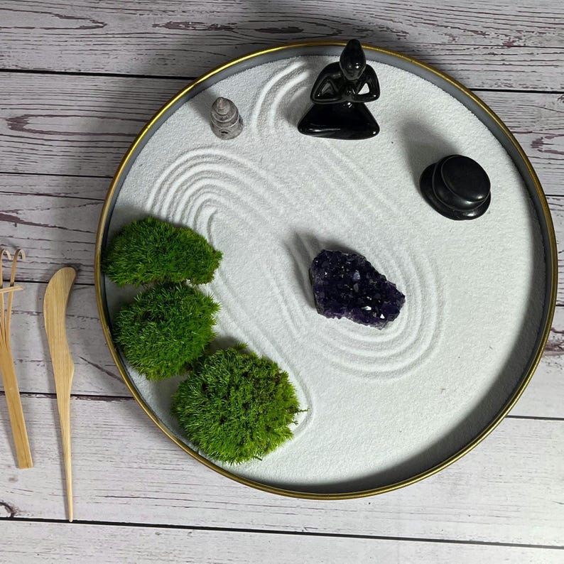 Zen Garden Kit for Men Stress Relief Office Decor Meditation Space Buddha Desk Accessory Mindfulness Tool Relaxation Gift Dad Husband Idea
