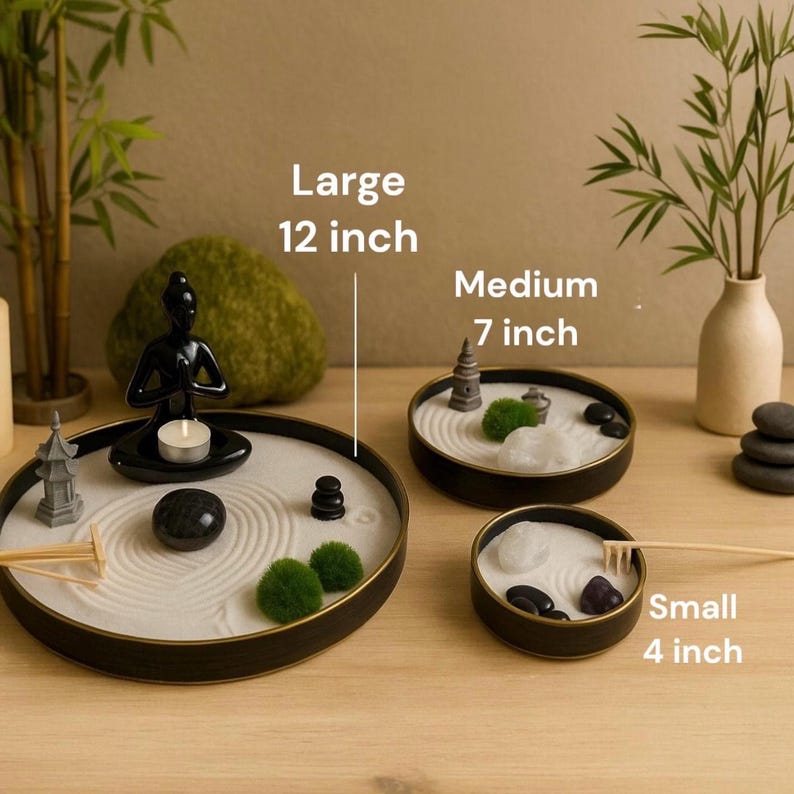 Zen Garden Kit for Men Stress Relief Office Decor Meditation Space Buddha Desk Accessory Mindfulness Tool Relaxation Gift Dad Husband Idea
