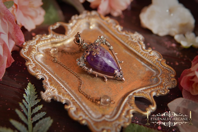 Hecate Goddess of Witchcraft Amethyst Pendulum ~ Divination Magick, Crystal Magick, Witchcraft, Scrying, Witch Goddess