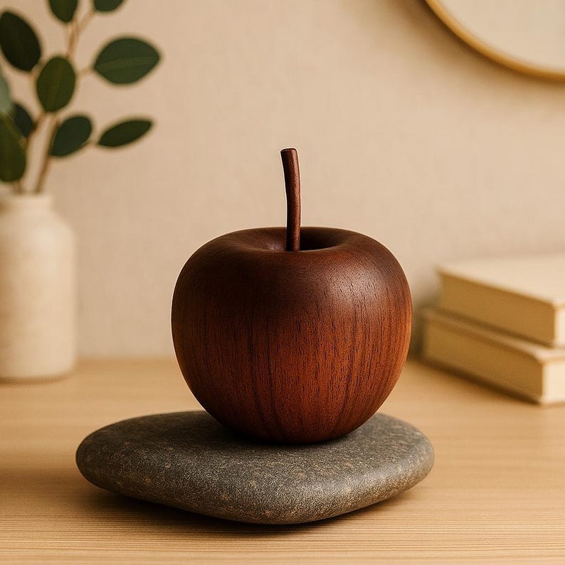 Minimalist Wood Apple Diffuser – Aromatherapy Ornament & Blessing Gift (1.45"|1.77")