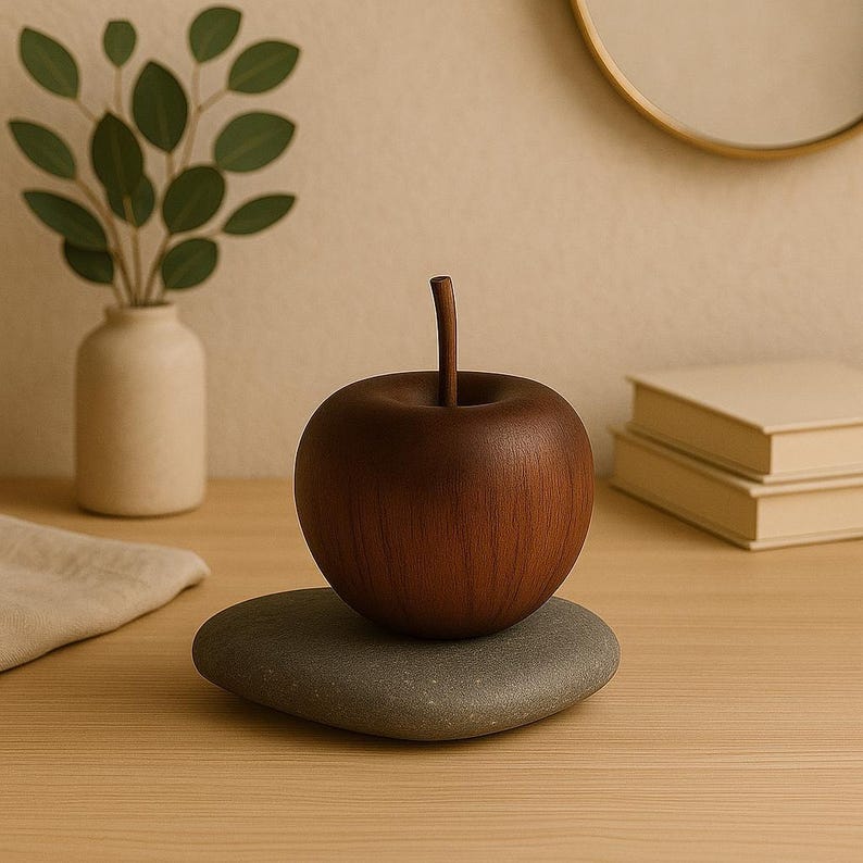 Minimalist Wood Apple Diffuser – Aromatherapy Ornament & Blessing Gift (1.45"|1.77")