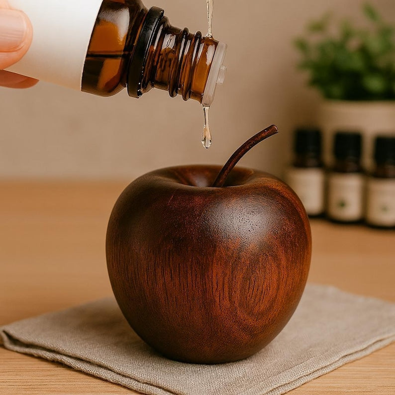 Minimalist Wood Apple Diffuser – Aromatherapy Ornament & Blessing Gift (1.45"|1.77")