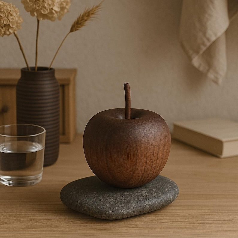 Minimalist Wood Apple Diffuser – Aromatherapy Ornament & Blessing Gift (1.45"|1.77")