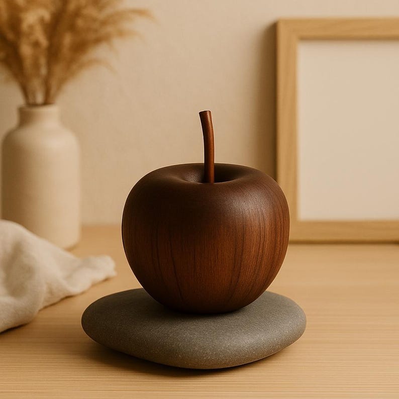 Minimalist Wood Apple Diffuser – Aromatherapy Ornament & Blessing Gift (1.45"|1.77")